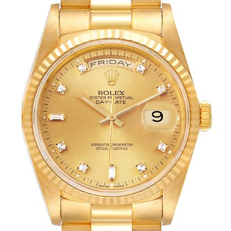 rolex day date yellow gold with diamonds 18238|rolex day date president 36mm.